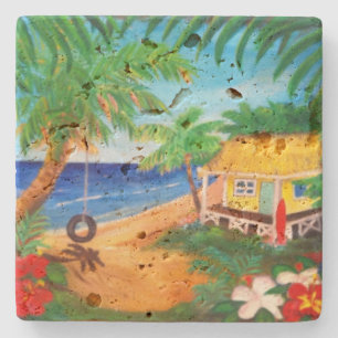 Posavasos De Piedra Práctico de costa hawaiano tropical del oscilaci
