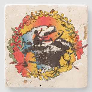 Posavasos De Piedra Práctico de costa retro de la barra de Tiki de lo