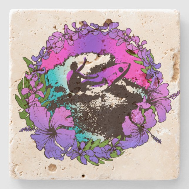 Posavasos De Piedra Práctico de costa retro de la barra de Tiki de los (Anverso)