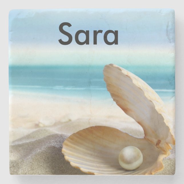 Posavasos De Piedra Práctico de costa tropical de la playa modificado (Anverso)