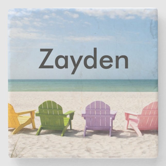 Posavasos De Piedra Práctico de costa tropical de la playa modificado (Anverso)