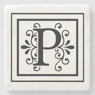 Posavasos De Piedra Prácticos de costa de la piedra del monograma de