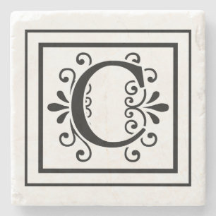 Posavasos De Piedra Prácticos de costa de la piedra del monograma de