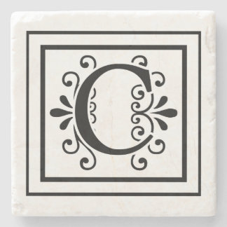 Posavasos De Piedra Prácticos de costa de la piedra del monograma de