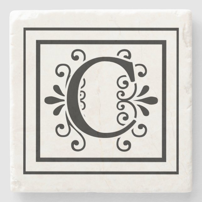 Posavasos De Piedra Prácticos de costa de la piedra del monograma de (Anverso)
