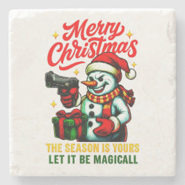 Posavasos De Piedra Premium Gangster Snowman Edgy Home Unique Christma