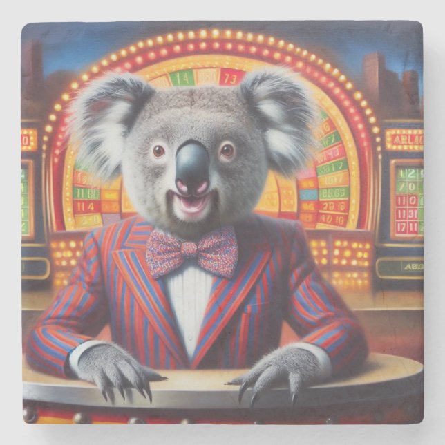Posavasos De Piedra Presentador de juegos de Koala (Anverso)