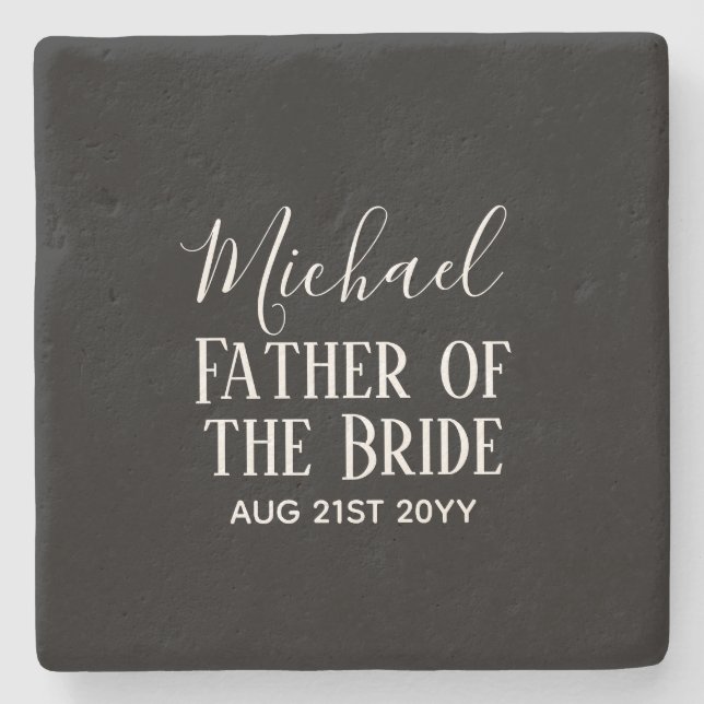 Posavasos De Piedra PRESUPUESTO Bestman Groomsmen Regalos Black White (Anverso)