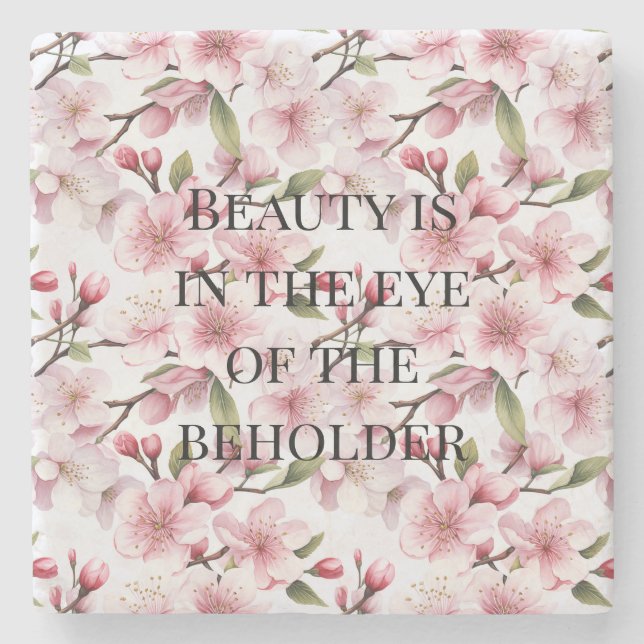 Posavasos De Piedra Pretty Pink Cherry Blossom Flowers (Anverso)