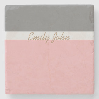 Posavasos De Piedra Pretty Pink & Grey Stone Coaster
