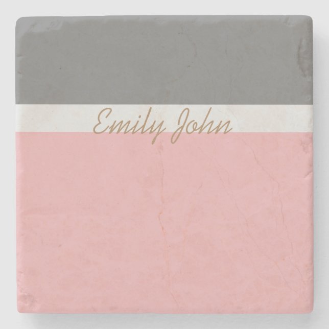 Posavasos De Piedra Pretty Pink & Grey Stone Coaster (Anverso)