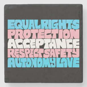 Posavasos De Piedra PRIDE Trans rights word art bandera LGBT cita rega