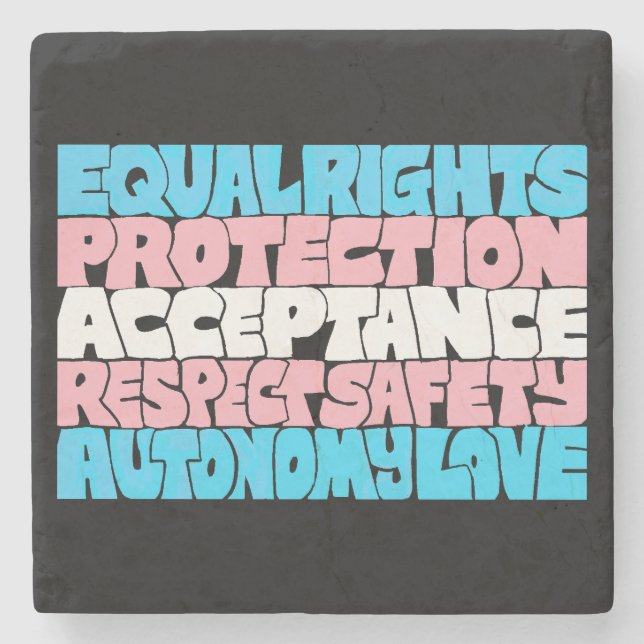 Posavasos De Piedra PRIDE Trans rights word art bandera LGBT cita rega (Anverso)