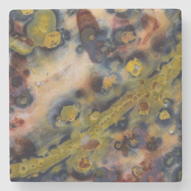Posavasos De Piedra Primer plano abstracto de Jasper Oceánico (Anverso)