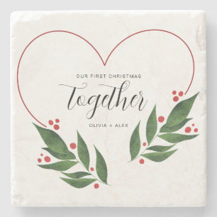 Posavasos De Piedra Primer regalo de Navidad juntos para pareja