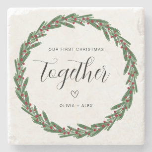 Posavasos De Piedra Primer regalo de Navidad juntos para pareja