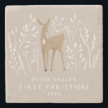 Posavasos De Piedra Primer reno natural de Navidad delicado y elegante<br><div class="desc">Primera Navidad reno natural delicado y elegante diseño moderno. Parte de una impresionante colección.</div>