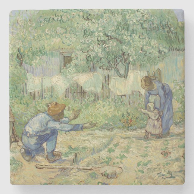 Posavasos De Piedra Primeros pasos después del mijo de Vincent van (Anverso)