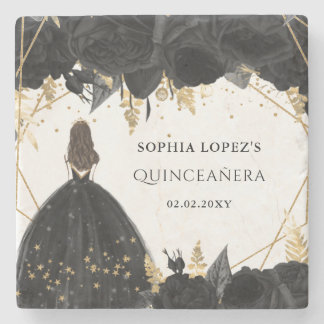 Posavasos De Piedra Princesa floral Rustic Gold Quinceanera