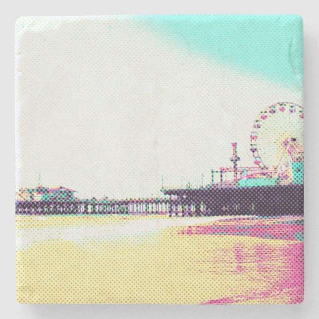 Posavasos De Piedra Prismatic Dots Santa Monica Pier (Anverso)