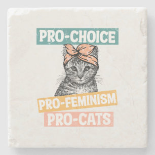 Posavasos De Piedra Pro-Elección, Pro-Feminismo, Pro-Cat Gato Lover