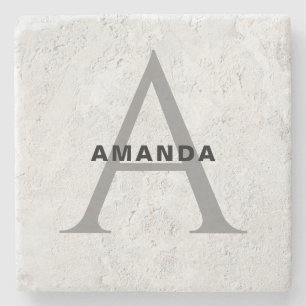 Posavasos De Piedra Profesional de monograma inicial añada su nombre