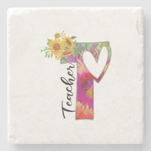 Posavasos De Piedra Profesora de Flores de Arte
