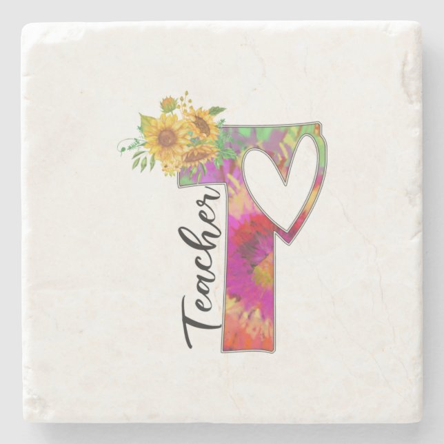Posavasos De Piedra Profesora de Flores de Arte (Anverso)