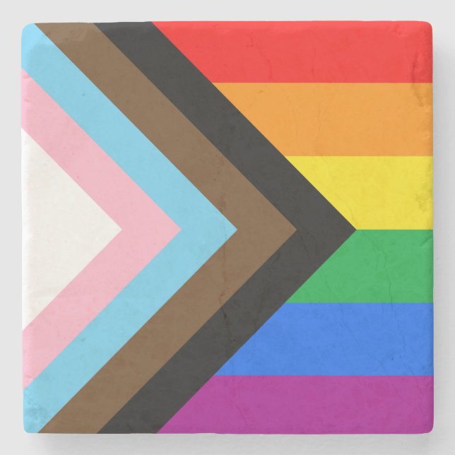 Posavasos De Piedra Progreso del Orgullo Progresista LGBTQ+ (Anverso)