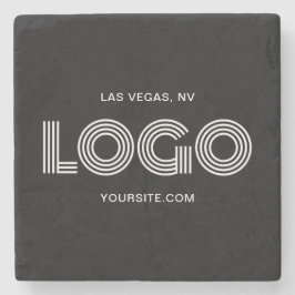 Posavasos De Piedra Promoción del logotipo rectangular moderno en blan