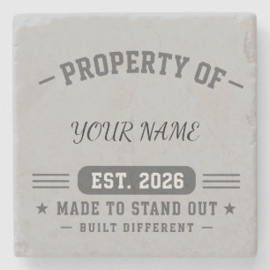 Posavasos De Piedra Propiedad Personalizada De Nombre – Estilo Varsity