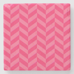 Posavasos De Piedra Protección de mesa de estilo Chevron rosa