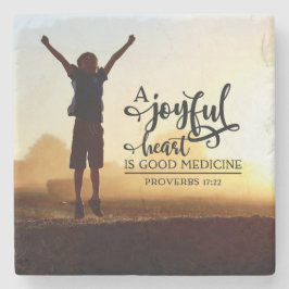 Posavasos De Piedra Proverbios 17:22 Un corazón alegre es buena medici