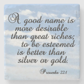 Posavasos De Piedra Proverbios 22:1, Inspiradores, Verso de la Biblia,