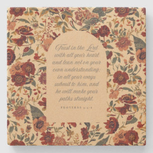 Posavasos De Piedra Proverbios 3:5–6 Confía en el Señor Estampa Floral