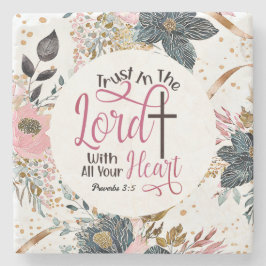 Posavasos De Piedra Proverbios 3:5 Confianza en el Verso de la Biblia 