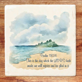 Posavasos De Piedra Psalm 118 A Day to Rejoice Clouds and Beach Scene