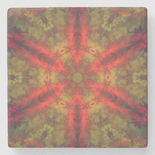 Posavasos De Piedra Psicodelia Hippie rojo y amarillo