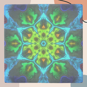 Posavasos De Piedra Psicodelia Kaleidoscope Azul verde y Naranja