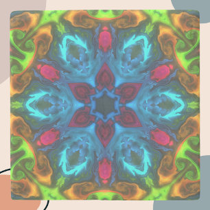 Posavasos De Piedra Psicodelia Kaleidoscope rosa azul y verde