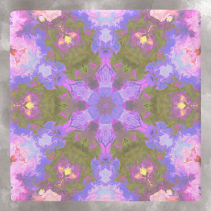 Posavasos De Piedra Psicodelia Mandala Flor morado y azul