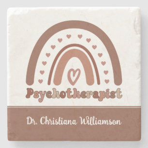 Posavasos De Piedra Psicoterapeuta Personalizado Boho Arcoíris