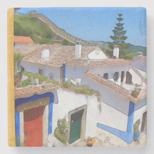 Posavasos De Piedra Pueblo acuarela