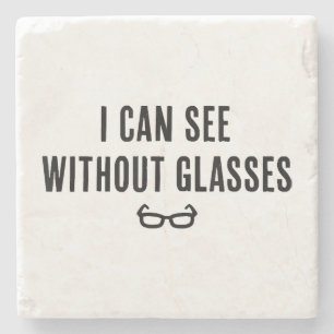 Posavasos De Piedra Puedo Ver Sin Gafas - Divertido Fiesta De Mentira