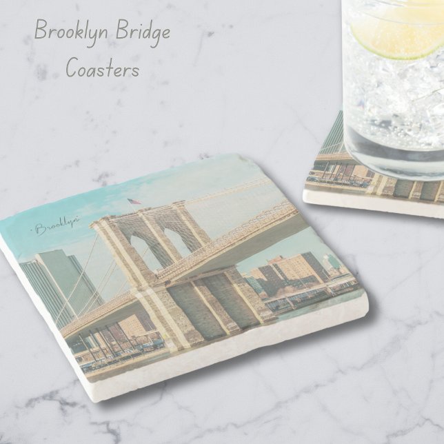 Posavasos De Piedra Puente Brooklyn de Nueva York (NY Brooklyn Bridge Coasters)