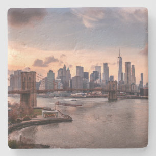 Posavasos De Piedra Puente de Brooklyn y Lower Manhattan
