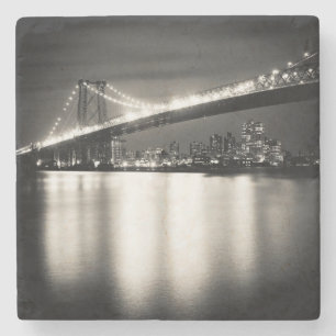 Posavasos De Piedra Puente de Williamsburg en New York City en la