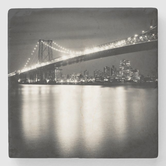 Posavasos De Piedra Puente de Williamsburg en New York City en la (Anverso)