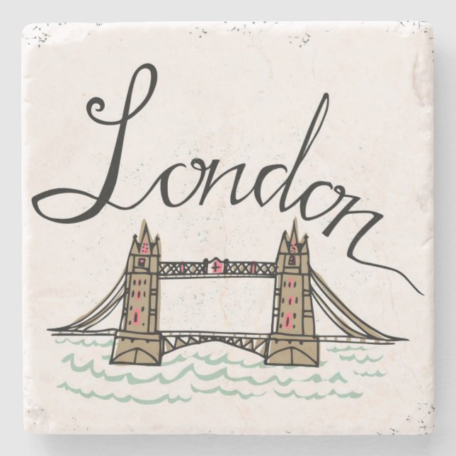 Posavasos De Piedra Puente indicado con letras de Londres de la mano (Anverso)