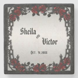 Posavasos De Piedra Puerta de hierro personalizada del Boda gótico Ros